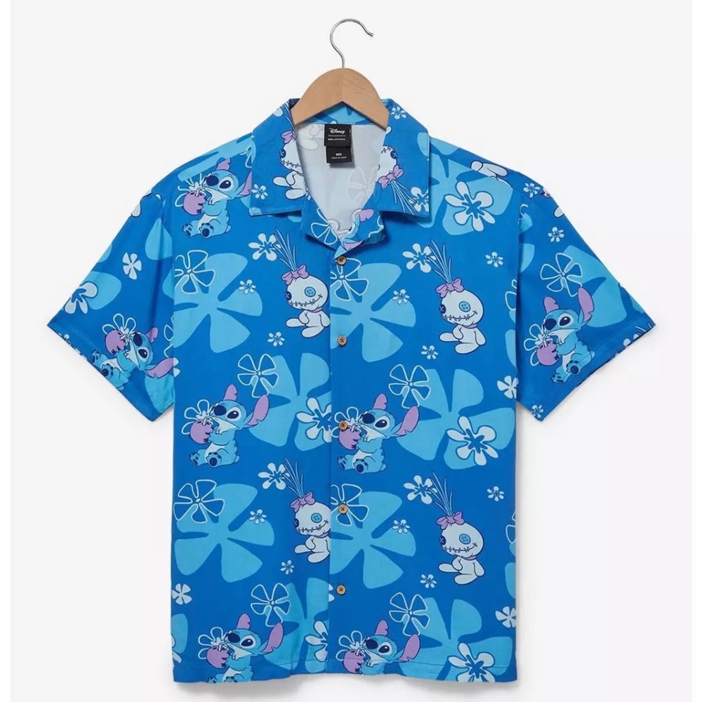 Disney Blue Stitch Button Down Shirt